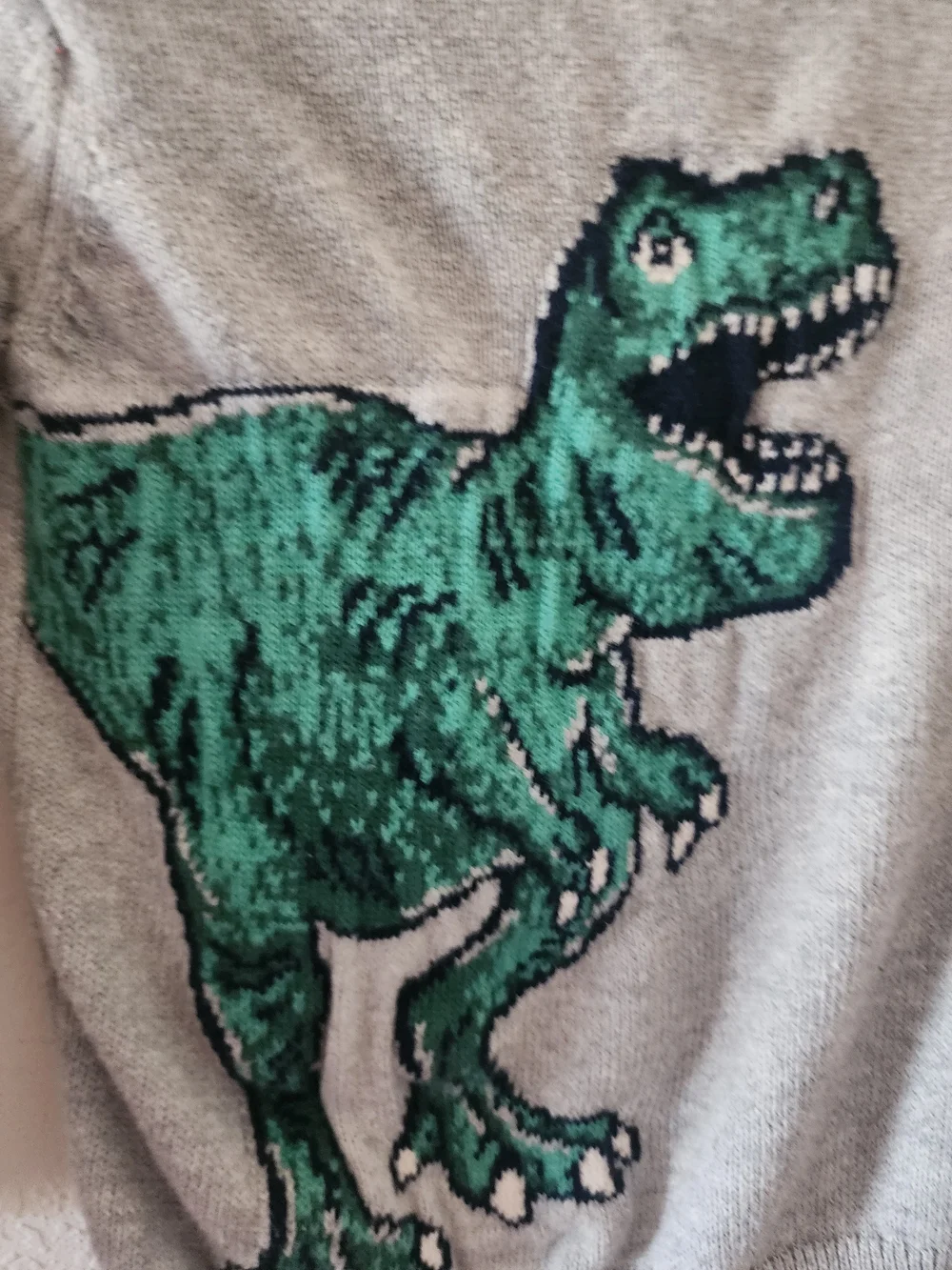GAP Gray Sweater with Green T-Rex Graphic